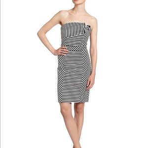 Strapless Aryn K striped dress